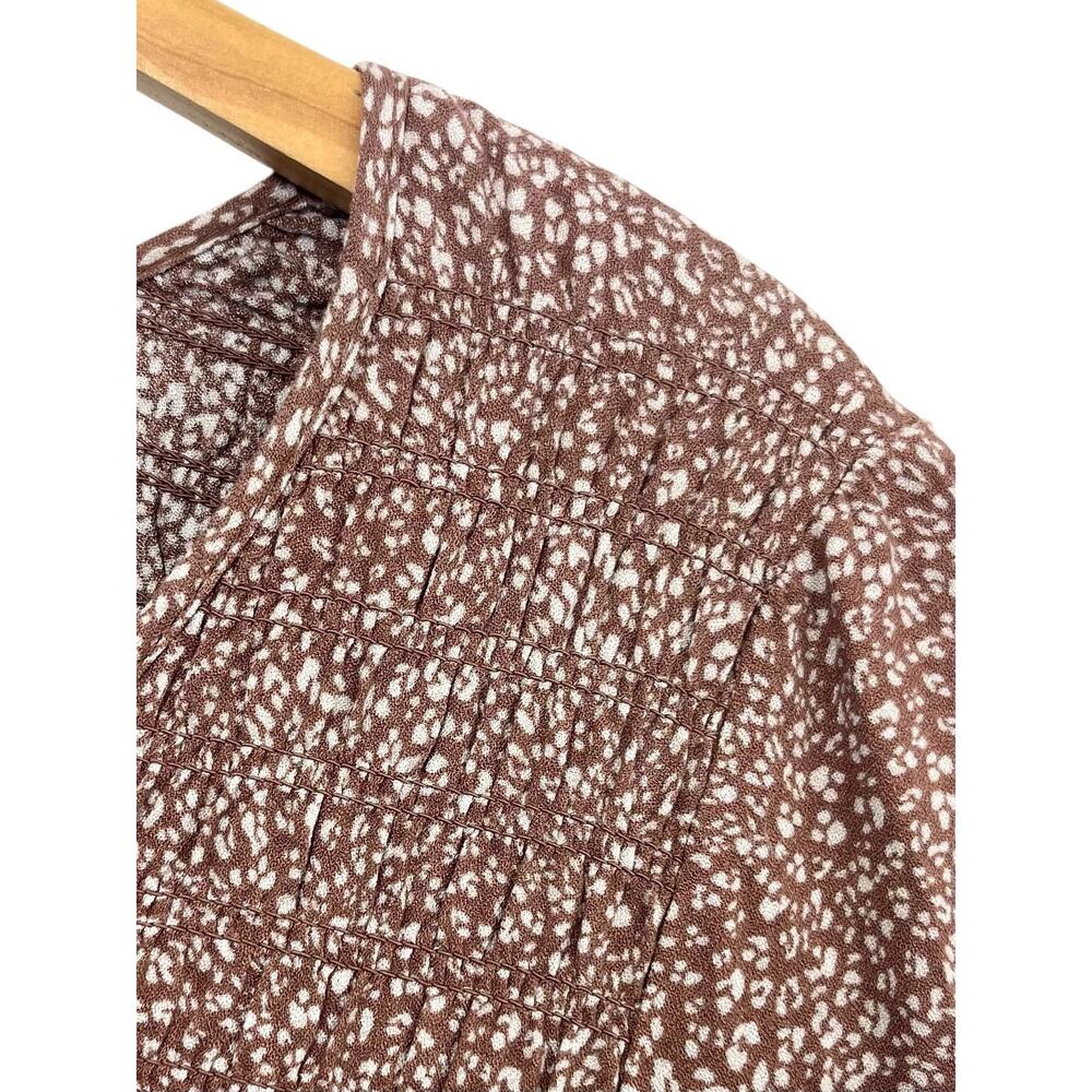Babydoll Top Women's Brown Floral Smocked Y2K Urban Romantics Small Romantic - Picture 3 of 9